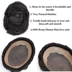 Sistema Capilar Mono Duradero para Hombres, 100% Cabello Humano, Ligero, Transpirable, Aspecto <span class=keywords><strong>Natural</strong></span>, para Uso Diario, Venta al Por Mayor - Product Image 5