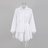 Nouveauté : Ensemble deux pièces en coton et lin de couleur unie, style Y2K, manches longues, design court, pour femmes, vêtements décontractés en lin