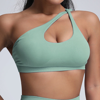 Soutien-gorge de sport asymétrique à une épaule pour femme, avec logo personnalisé OEM/ODM, bretelle dorsale réglable, maintien élevé, idéal pour la gym et les activités sportives – Vente en gros