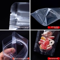 Sachet transparent auto-scellant à fermeture éclair, résistant à l'humidité, en PET+PE, pour l'emballage de fruits secs, noix, salades, gâteaux et aliments