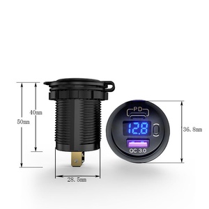 <span class=keywords><strong>Chargeur</strong></span> de <span class=keywords><strong>voiture</strong></span> multifonction Kewig USB QC 3.0 Type C PD : 30W avec interrupteur et affichage de la tension, étanche, <span class=keywords><strong>chargeur</strong></span> de téléphone portable - Product Image 5