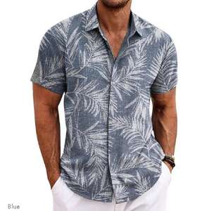 Camicetta da <span class=keywords><strong>uomo</strong></span> con stampa Hip Hop in <span class=keywords><strong>lino</strong></span> di cotone a manica corta da <span class=keywords><strong>uomo</strong></span> camicia hawaiana camicie Casual da spiaggia <span class=keywords><strong>abiti</strong></span> da <span class=keywords><strong>uomo</strong></span> di grandi dimensioni - Product Image 2