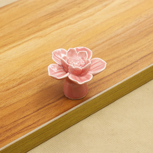 Poignée en céramique couleur Lotus pastoral dessin animé pour enfants poignée armoire tiroir armoire tire poignées de meubles quincaillerie - Product Image 6