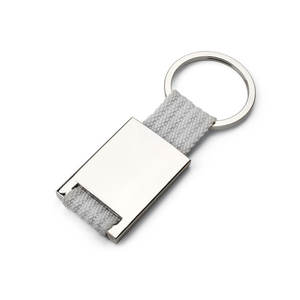 Porte-clés minimaliste en métal avec sangle en nylon gris, design élégant, utilisation quotidienne - Product Image 1