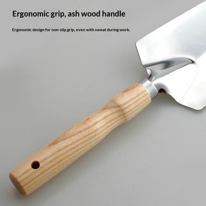 Ensemble de cinq pelles de jardin en acier inoxydable pour le nettoyage et le désherbage des plantes en pot, avec manche en bois massif - Product Image 3