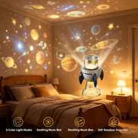 Mini projecteur de galaxie solaire USB 2-en-1, veilleuse LED en forme de fusée, lampe projecteur de galaxie
