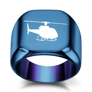 Helicopter <b>Titanium</b> Steel Ring 18MM Square Unisex Fashion Jewelry Gift - Product Image 5