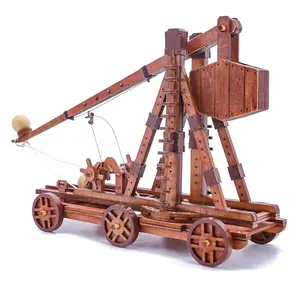 热卖复古3D木制中世纪投石机DIY项目弹射器木制成人3D拼图