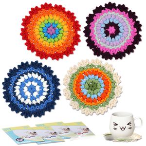 Kit de <span class=keywords><strong>Ganchillo</strong></span> Creativo para Hacer Posavasos de Cuatro Colores, Hecho a Mano para Principiantes, Tutoriales en Video en Inglés, Regalo de Cumpleaños, Decoración del Hogar - Product Image 6