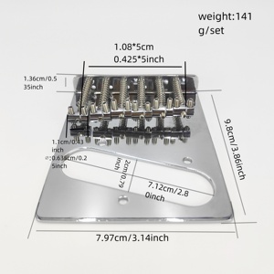 Pont de guitare électrique TL 6 cordes avec plaque de tension et 6 chevilles d'accordage Or Argent Noir Accessoire de guitare Pièces de guitare - Product Image 2