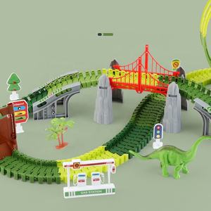Set de construcción de carril de dinosaurio eléctrico para niños, 182 piezas, juego de pista flexible de dinosaurios - Product Image 4