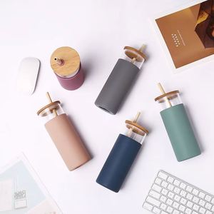 High Quality 750Ml Hot Selling Reusable Custom Double-Wall High Borosilicate Glass Water Tumbler Cup <b>Bottle</b> With Straw - Product Image 3