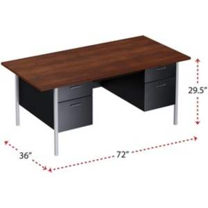 Escritorio para computadora de acero con pedestal doble Alera de 72 x 36 x 29.5 pulgadas, color moca/negro - Product Image 1