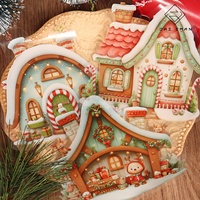 JAI IMAN 24 feuilles Autocollants décoratifs transparents en PET découpés sur mesure, maisons de village de Noël, autocollants décoratifs adhésifs