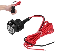 Adaptateur allume-cigare 12V câble rouge et noir avec couvercle à ressort pour motos et bateaux