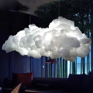 ความคิดสร้างสรรค์ลอยเมฆโคมระย้าห้องนอน Led โคมระย้าสีขาวอบอุ่น Diy เมฆแสง