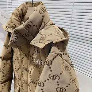 Yufan Jaket Bertudung Jacquard Besar Baru Musim Dingin Kualitas Tinggi Jaket Bordir Alfabet Pria Jaket Puffer Down Kustom