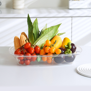 Piring buah bening dengan 4 kompartemen mangkuk saji Es, nampan saji Es dingin ekstra besar dengan tutup dan penjepit, garpu - Product Image 6