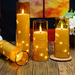 Vela LED Electrónica de Acrílico con Llama 3D Intermitente, Funciona con Batería, con Cadena de Luces y Temporizador Remoto para Decoración del Hogar - Product Image 4
