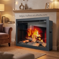 Cheminée électrique encastrable avec écran LCD, 1500W, effet de flamme numérique réaliste, pour intérieur, en acier, avec télécommande