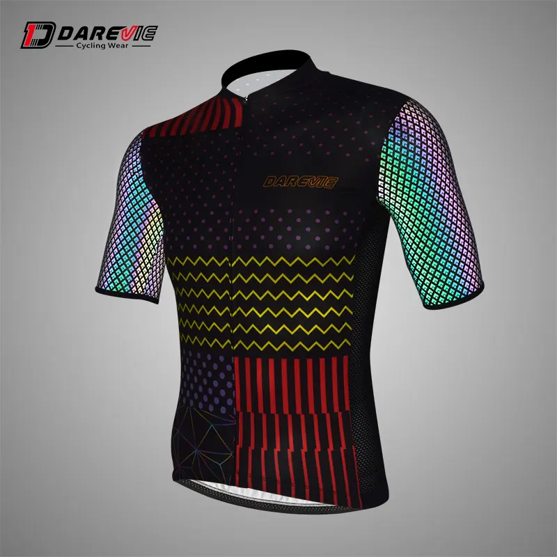 New Developed Brilliant Cycling Jersey Custom Cycling Wear Sublimation Cycling Clothes with Colorful Reflection in Dark Men