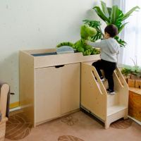 120x58cm organisateur de pépinière multifonctionnel bouleau contreplaqué table à langer pour bébé avec sangles antidérapantes étapes de stockage pour une utilisation scolaire