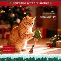 Jouet pour chat transfrontalier en peluche de Noël avec herbe à chat, pour l'auto-entretenement et le soulagement de l'ennui, résistant à la mastication, avec balle en corde de coton et pompon