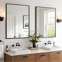 Miroir mural rectangulaire grand format en aluminium brossé noir doré moderne avec cadre en alliage d'aluminium