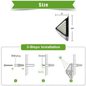 Lampe solaire à 100 LED avec détecteur de mouvement PIR, lampe solaire extérieure, lampe murale solaire, éclairage solaire pour jardin - Product Image 5