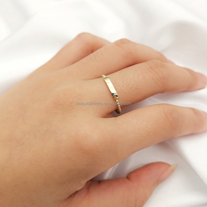 Gran oferta, anillo de oro Real de 9K grabable para niña, regalo para mujer, joyería fina, anillo delicado de oro puro personalizado - Product Image 6
