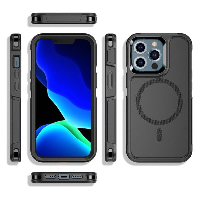 Magnetic Case for IPhone 16 15 14 Pro Max Plus 13 Mini 12 Grade Drop Protective Tough Shockproof Case