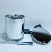 Pot à bougie en verre galvanisé vide de luxe Conteneur à bougie d'aromathérapie avec couvercle miroir argenté pour la fabrication de bougies
