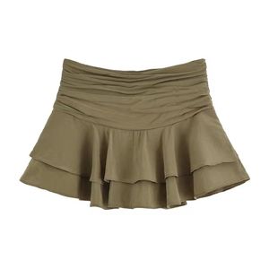 Women's Summer Casual Zipper Fly Pleated <b>Ruffles</b> Layers <b>Mini</b> Shorts/<b>Skirts</b> - Product Image 5