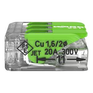 Connecteurs de fils 5 broches 4 mm Matériaux verts Certifications ROHS Bloc de bornes Connexion rapide 450V 32A Wagos 221-423 Insertion en laiton - Product Image 6