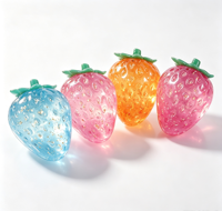 Jouet anti-stress souple et transparent en TPR, 7 cm, motif fraise, avec paillettes Aurora, à rebond lent, pour adultes