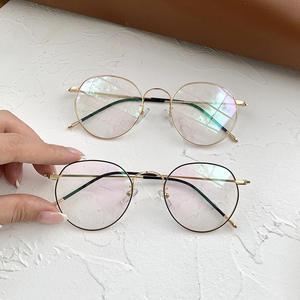 Montures de lunettes rondes Qianai, monture complète, verres en acrylique anti-UV et anti-lumière bleue, forme ovale unisexe pour hommes et femmes - Product Image 5