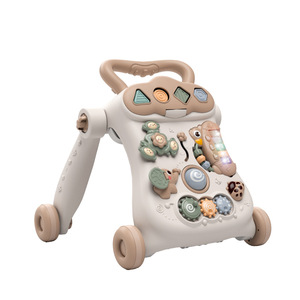 Marche-bébé pliable réglable en hauteur anti-basculement pour bébés de 6 à 18 mois - Chariot d'apprentissage musical léger - Product Image 1
