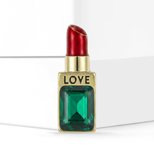 Pin Bros Lipstik dengan Kristal Bersegi dan Enamel untuk Kerah Kemeja Wanita, Hijau - Product Image 2