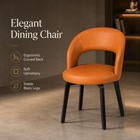 Chaise de salle à manger orange brûlé avec dossier enveloppant, chaise d'appoint haut de gamme rembourrée, qualité commerciale pour restaurant et hôtel, pieds effilés foncés