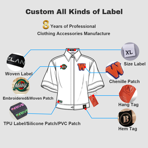 Tùy chỉnh logo của bạn mật độ cao cổ áo satin dệt Nhãn quần áo tag dệt các bản vá lỗi cho hàng may mặc - Product Image 2