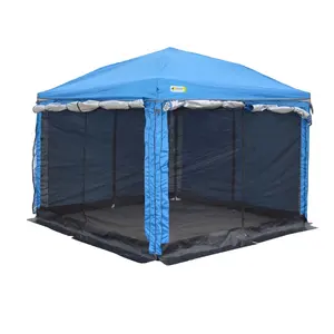 Hete Verkoop Blauwe Camping Dak Schaduw Waterdichte Luifel Gevouwen Dubbele Mesh Tent Warmte Bescherming Tuinhuisje Tent