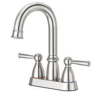 Keran Wastafel Kamar Mandi Stainless Steel 2 Lubang 2 Gagang 4-inci Centerset
