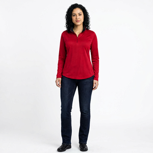 Custom Quarter <b>Zip</b> Sports Pullover Women Breathable Moisture Wicking Gym Top Long Sleeve Yoga <b>Jumper</b> - Product Image 6
