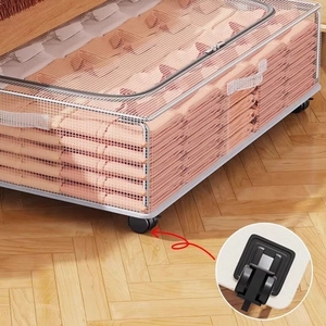 Caja de Almacenamiento Plegable de Plástico PVC Rectangular para Debajo de la <span class=keywords><strong>Cama</strong></span>, Apilable con <span class=keywords><strong>Ruedas</strong></span>, Ahorra Espacio, Organizador de Ropa, Edredones y Ropa de <span class=keywords><strong>Cama</strong></span> - Product Image 4
