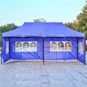 Tonnelle de jardin 3x3m avec structure en PVC et bâche en nylon, distance entre les poteaux de 6m, cadre imprimé pour événements, fêtes et expositions - Product Image 3