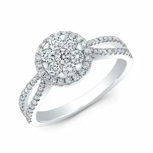 <b>Indian</b> Manufacturer Round Shape Real Diamond Wedding <b>Ring</b> with 14kt White Solid Gold Available at Wholesale Supply - Product Image 4