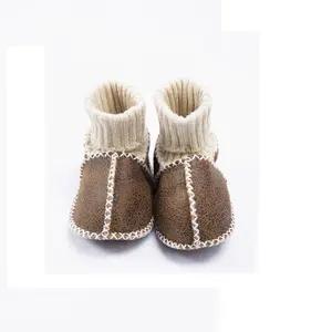 Asli Kulit Domba Bulu Musim Dingin Sepatu Bayi Balita Lembut Sole Bayi Booties Coklat Bayi Sepatu Bayi