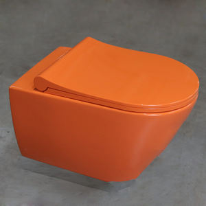 Inodoro Curva WC Rosa con asiento suave, naranja, sanitario, City, con esmalte extra, cisterna inteligente de doble descarga, color marino mate. - Product Image 4