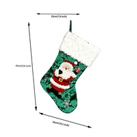Chaussette de Noël traditionnelle en velours vert de 18 pouces, broderie en polyester, douce, ornements suspendus pour arbre de Noël, sacs cadeaux pour bonbons