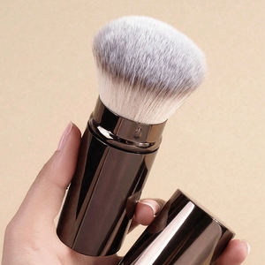 Pinceaux de maquillage Kabuki rétractables en gros, lot de 2, format voyage, pour poudre et crayon à sourcils, manche métallique personnalisable - Product Image 3